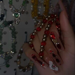 Red and Gold Beaded Bracelet